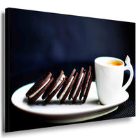 Kaffe & Kekse Leinwandbild AK Art Bilder Mehrfarbig Wandbild Kunstdruck TOP XXL