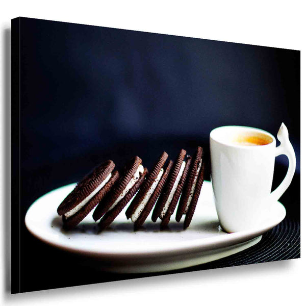 Kaffe & Kekse Leinwandbild AK Art Bilder Mehrfarbig Wandbild Kunstdruck TOP XXL