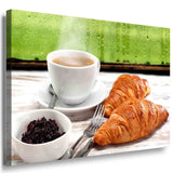 Kaffee Croissant Marmelade Leinwandbild AK Art Bilder Mehrfarbig Kunstdruck XXL