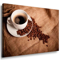 Kaffee Kaffeebohnen Tasse Leinwandbild AK Art Bilder Mehrfarbig Kunstdruck TOP XXL