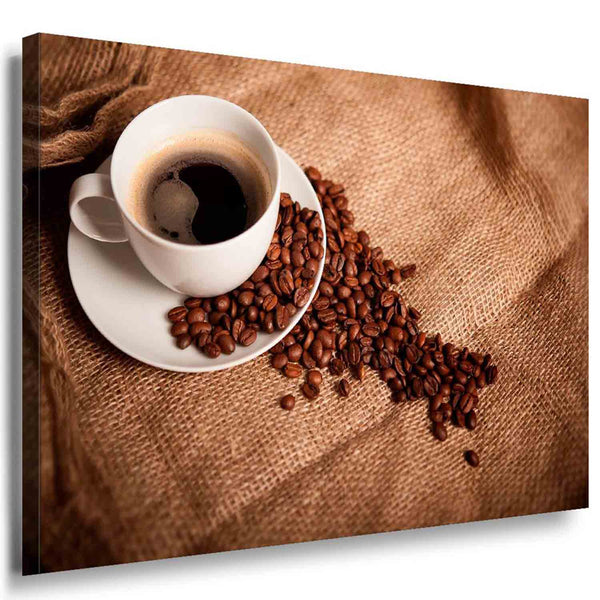 Kaffee Kaffeebohnen Tasse Leinwandbild AK Art Bilder Mehrfarbig Kunstdruck TOP XXL