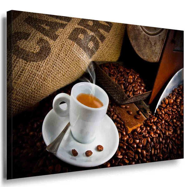 Kaffee Kaffeebohnen Tasse Leinwandbild AK Art Bilder Mehrfarbig Kunstdruck TOP XXL