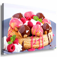 Kuchen Früchte Sahne Leinwandbild AK Art Bilder Mehrfarbig Kunstdruck Wandbild