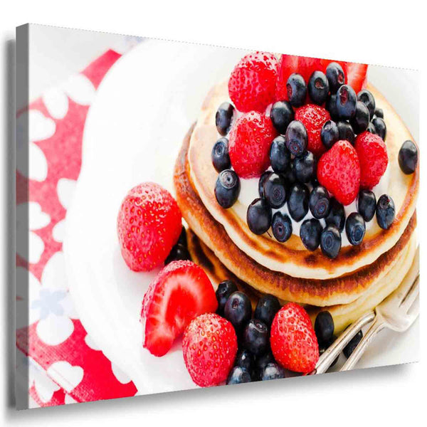 Pfannkuchen Früchte Beeren Leinwandbild AK Art Bilder Mehrfarbig Kunstdruck XXL