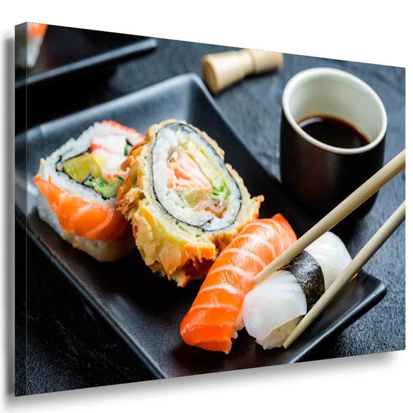 Sushi Leinwandbild AK Art Bilder Mehrfarbig Kunstdruck XXL Wandbild Wanddeko