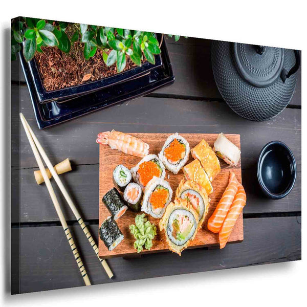 Sushi Leinwandbild AK Art Bilder Mehrfarbig Kunstdruck XXL Wandbild Wanddeko TOP