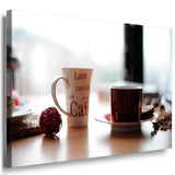 Tasse Heiß Leinwandbild AK Art Bilder / Mehrfarbig Kunstdruck XXL Wandbild TOP