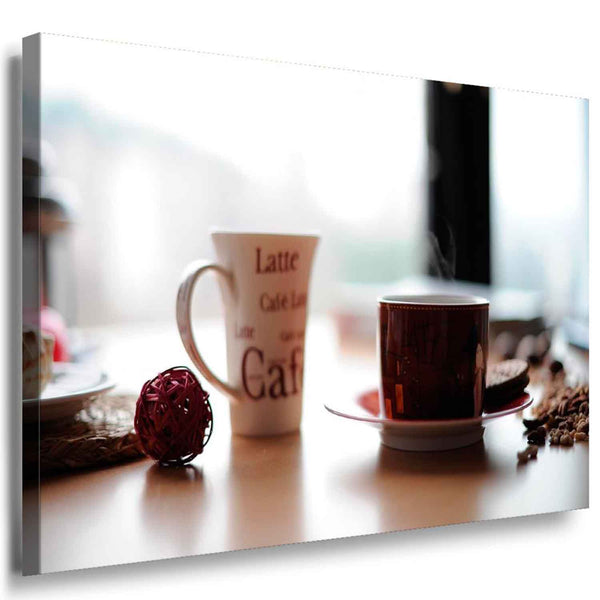 Tasse Heiß Leinwandbild AK Art Bilder / Mehrfarbig Kunstdruck XXL Wandbild TOP