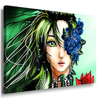 AK Art Anime Manga Comic Frau Portrait Floral Premium Kunstdruck Leinwandbild