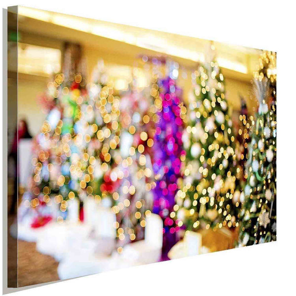 Bunte Weihnachtsbäume Lichter Leinwandbild AK ART Wanddeko Wandbild Abstrakt