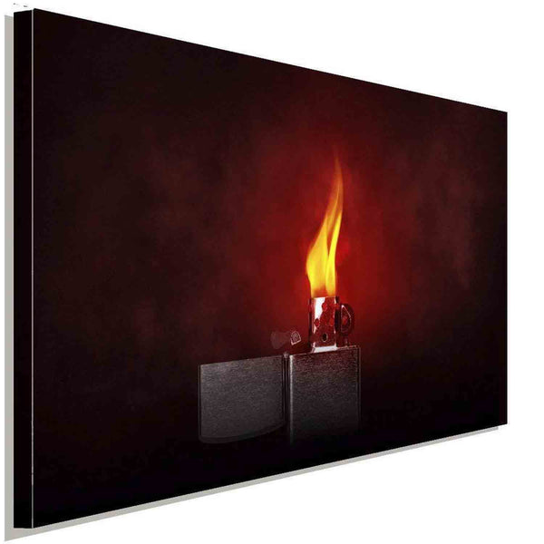 Feuerzeug Rote Flamme Abstrakt Leinwandbild AK ART Wanddeko Wandbild