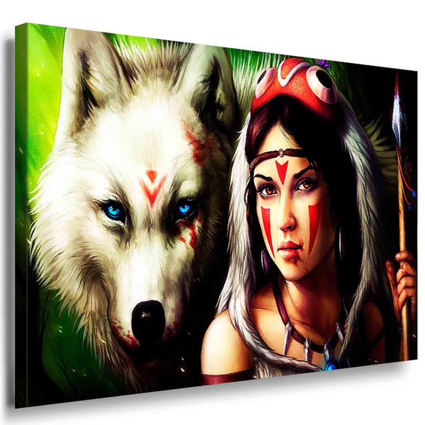 Indianerin Leinwandbild AK Art Bilder Mehrfarbig Wandbild Wanddeko Kunstdruck