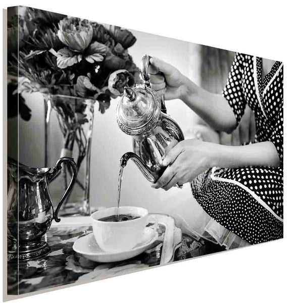 Kaffee Frau Schwarz-Weiß Leinwandbild AK Art Bilder Wanddeko Wandbild Kunstdruck