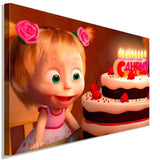Mascha und der Bär Geburtstag Leinwandbild AK Art Studio Wanddeko Wandbild XXL