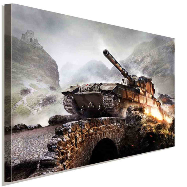Panzer Schlacht Brücke Leinwandbild LaraArt Studio Wanddeko Wandbild XXL TOP