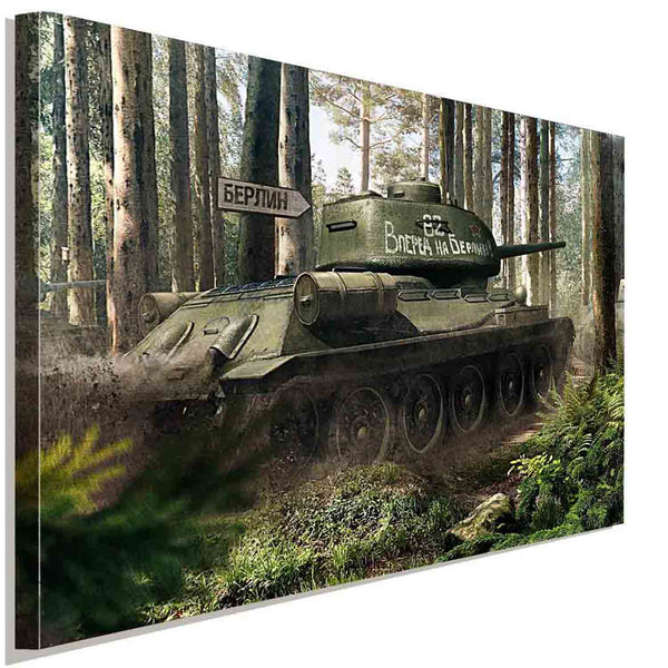 Panzer T-34 nach Berlin Leinwandbild AK Art Bilder Wanddeko Wandbild Kunstdruck