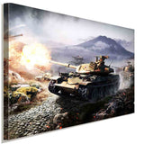 Panzerschlacht Leinwandbild AK Art Bilder Wanddeko Wandbild Premium Kunstdruck