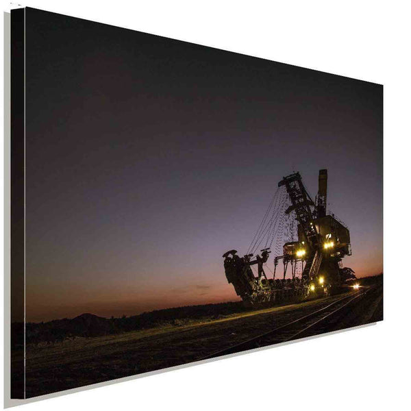 Schaufelradbagger Nacht Leinwandbild AK ART Wanddeko Wandbild Made in Germany