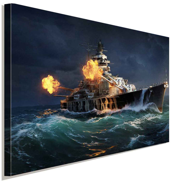 Schlachtschiff Ozean Leinwandbild AK Art Bilder Wanddeko Wandbild Kunstdruck XXL