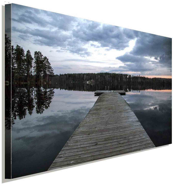 See Holzsteg Urlaub Leinwandbild AK ART Wanddeko Wandbild Made in Germany XXL