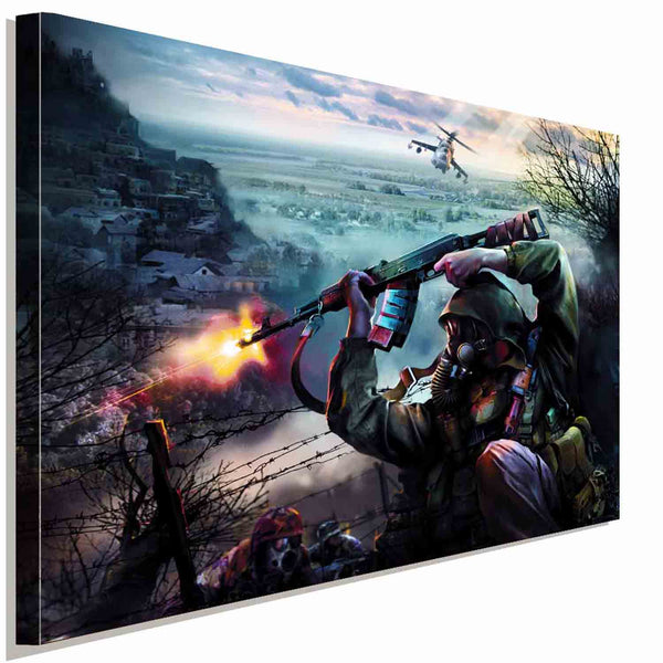Stalker Krieg Leinwandbild AK Art Bilder Wanddeko Wandbild Premium Kunstdruck