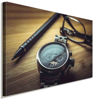 Uhr Schreibtisch Büro Leinwandbild AK ART Wanddeko Wandbild Made in Germany XXL