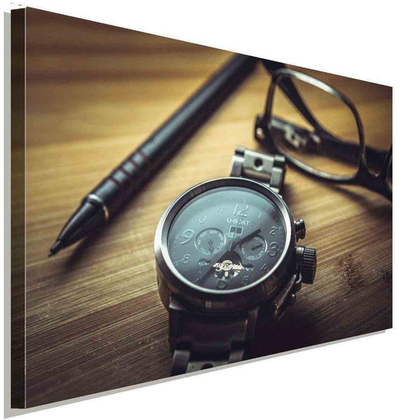 Uhr Schreibtisch Büro Leinwandbild AK ART Wanddeko Wandbild Made in Germany XXL