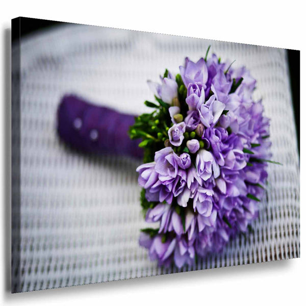 Viloette Blumen Straus Leinwandbild AK Art Bilder Mehrfarbig Kunstdruck Wandbild