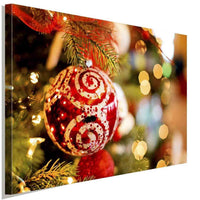 Weihnachtskugel Schmuck Weihnachten Rot Leinwandbild AK ART Wanddeko Wandbild XXL