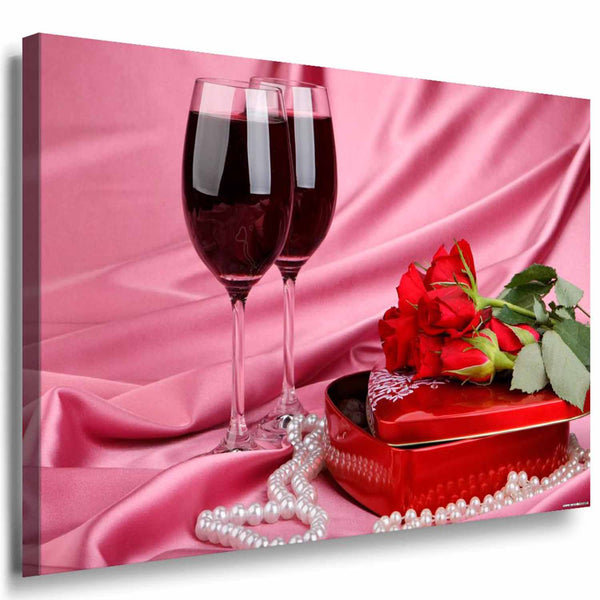Wein und Rosen Leinwandbild /AK Art Bilder /Mehrfarbig +Kunstdruck XXL Wandbild
