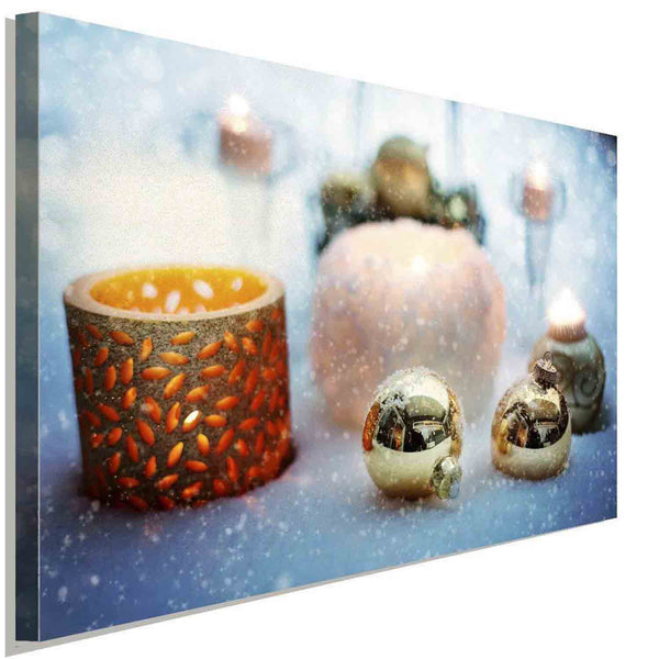 Weinachtliches Stillleben Kugeln Schnee Leinwandbild LaraArt Studio Wanddeko Wan