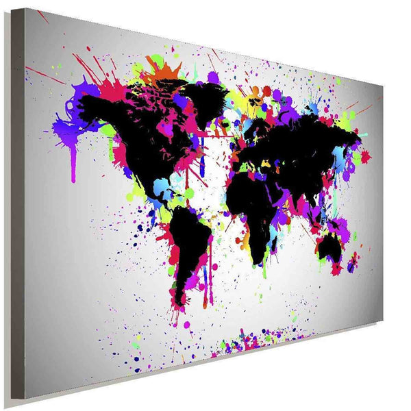 Weltkarte Abstrakt Farbig AK Art Bilder| Premium Kunstdruck Made in Germany XXL