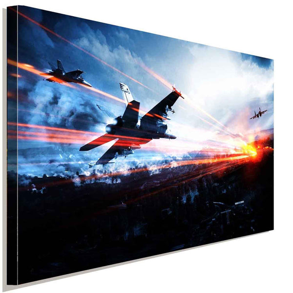 Batllefield Flugzeug Leinwandbild AK Art Bilder Wanddeko Wandbild Kunstdruck XXL