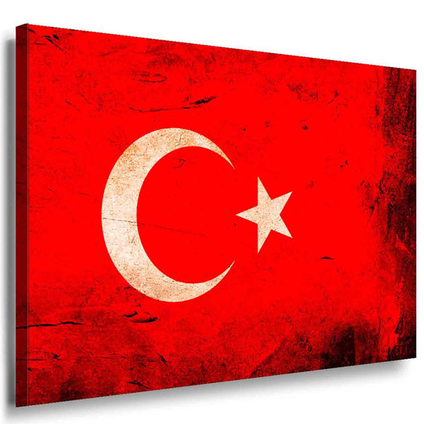 Flaggen Türkei Leinwandbild AK Art Bilder Mehrfarbig Kunstdruck Wandbild TOP XXL