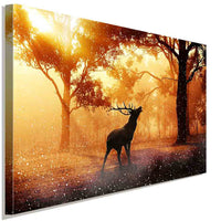 Hirsch im wald 2 Leinwandbild AK Art Bilder Wanddeko Wandbild Kunstdruck XXL