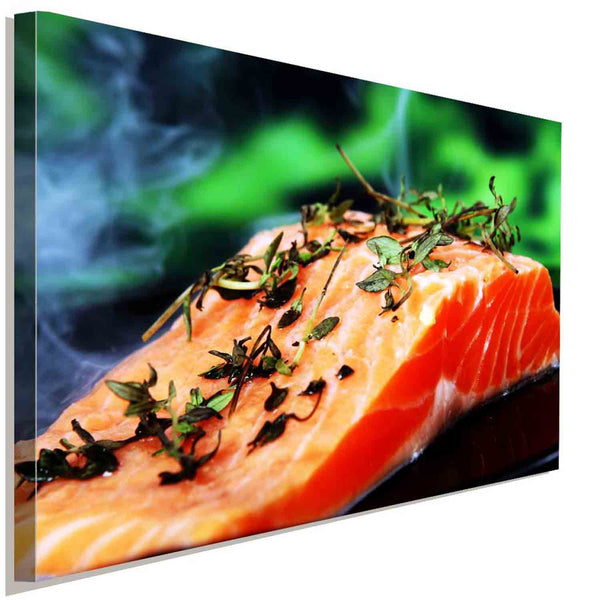 Lachs mit Thymian Leinwandbild AKArt Bilder Wanddeko Wandbild Kunstdruck
