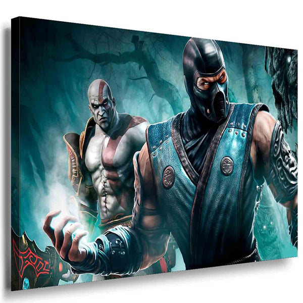 Mortal Combat Kratos Leinwandbild / LaraArt Bilder / Leinwand Bild + Mehrfarb...