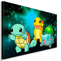 Pokemon GO Shiggy Glumanda Bisasam Game Spiel Leinwandbild Kunstdruck AK ART