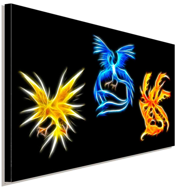 Pokemon GO Teams, Blau Gelb Rot Leinwandbild Kunstdruck Wandbild Wanddekko XXL