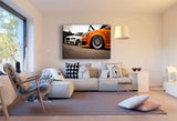 Audi Sportwagen Leinwandbild – Weiß & Orange im Tuning-Look | AK ART