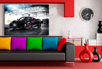 Ferrari F430 Spider Leinwandbild – Schwarzer Sportwagen in der Tiefgarage | AK ART