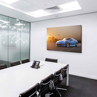 Blauer Nissan Z – Sportwagen-Leinwandbild bei Sonnenuntergang | AK Art Wandbild