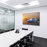 Blauer Nissan Z – Sportwagen-Leinwandbild bei Sonnenuntergang | AK Art Wandbild
