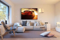 Roter Audi bei Sonnenuntergang – Dynamisches Leinwandbild | AK Art Auto-Kunstdruck