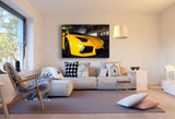 Lamborghini Gelb Leinwandbild – Exklusives Auto-Motiv mit schwarzem Design | AK Art Kunstdruck für moderne Wohnräume