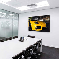 Lamborghini Gelb Leinwandbild – Exklusives Auto-Motiv mit schwarzem Design | AK Art Kunstdruck für moderne Wohnräume