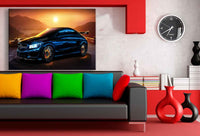 Mercedes Benz Sport Blau Sonne Leinwandbild / AK Art Bilder / Kunstdruck Auto
