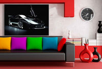 Lamborghini 90er Style Sportwagen Leinwandbild – AK Art Bilder – Schwarz, Mehrfarbig, Auto-Kunstdruck