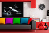 Lamborghini 90er Style Sportwagen Leinwandbild – AK Art Bilder – Schwarz, Mehrfarbig, Auto-Kunstdruck