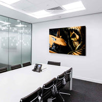 Lamborghini trifft Tod – Orange Sportwagen Leinwandbild – AK Art Bilder – Abstrakt, Mehrfarbig, Auto-Kunstdruck